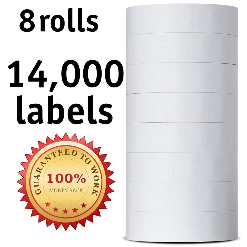 Labels for Us Labels for Monarch 1136 Labeler - White - 14,000 Labels - Pack with 8 Rolls - Ink Roller Included - Manufactured by Labels for Us - Prime - Image 2